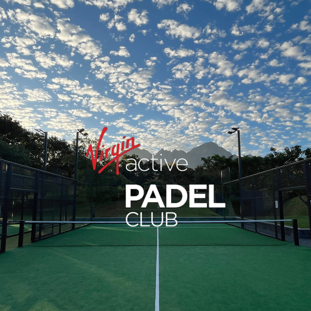 Virgin Active Padel Club Lourensford court with Helderberg mountains